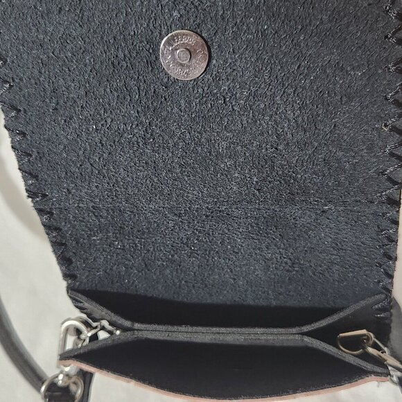 Women's Mandala Print Small Snap Close Vegan Leather Crossbody Cell Phone Bag - Picture 9 of 13